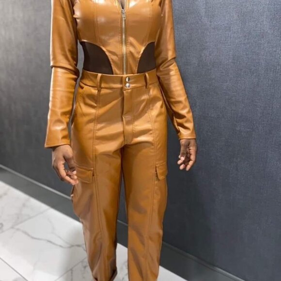 Faux leather Pants Cowboy style - Picture 2 of 3